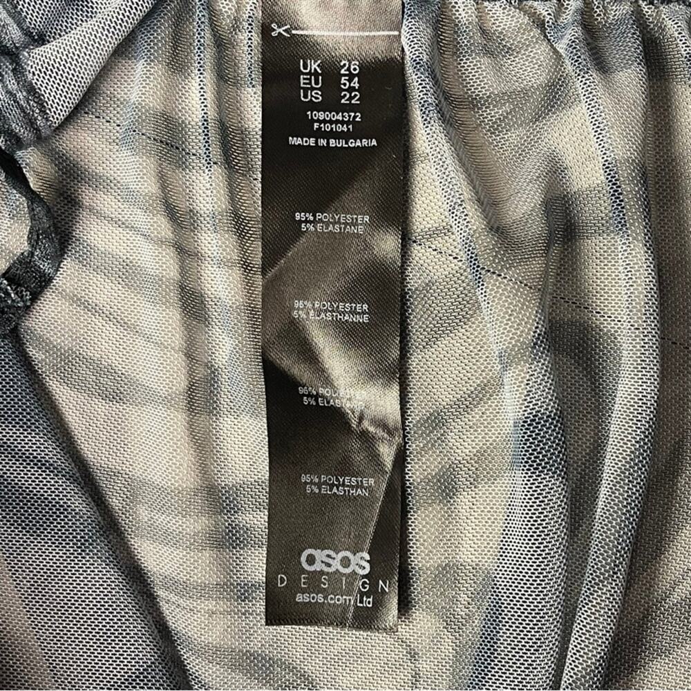 Asos Design Curve Sheer Mesh Ruched Swirl Black W… - image 3